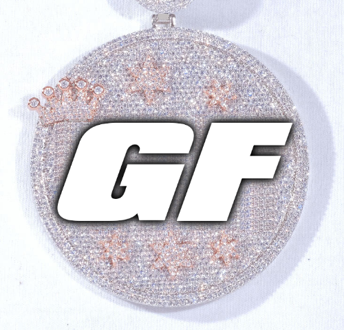 CUSTOM LETTER NECKLACE 3D BIG CROWN DISC