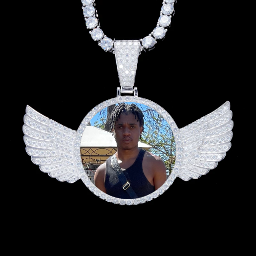925S & VVS Moissanite 3D Wing Custom Picture Pendant