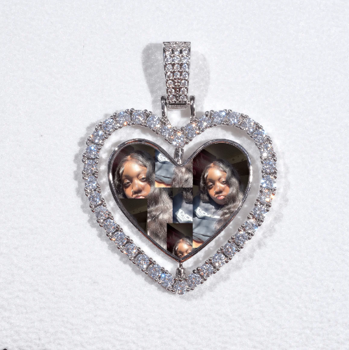 3D Spinning 2-Faced Heart Custom Picture Pendant