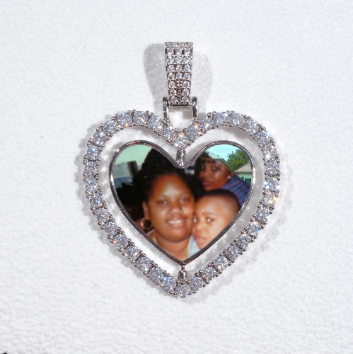3D Spinning 2-Faced Heart Custom Picture Pendant