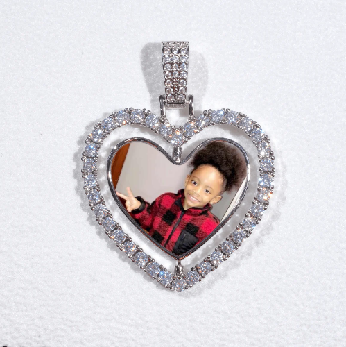 3D Spinning 2-Faced Heart Custom Picture Pendant