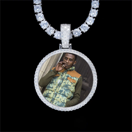 925S & VVS Moissanite 3D Circle Custom Picture Pendant