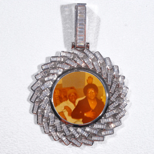 Large 3D Baguette Custom Picture Pendant
