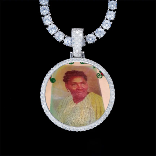 925S & VVS Moissanite 3D Circle Custom Picture Pendant