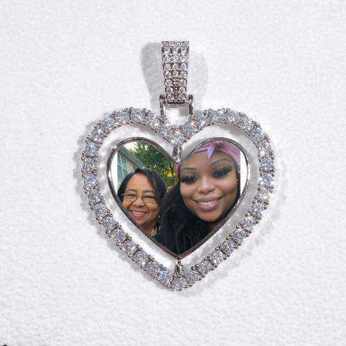 3D Spinning 2-Faced Heart Custom Picture Pendant