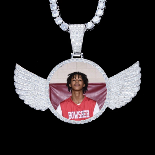 925S & VVS Moissanite 3D Wing Custom Picture Pendant