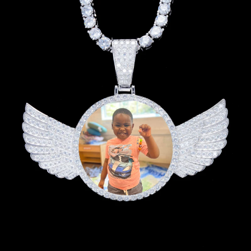 925S & VVS Moissanite 3D Wing Custom Picture Pendant