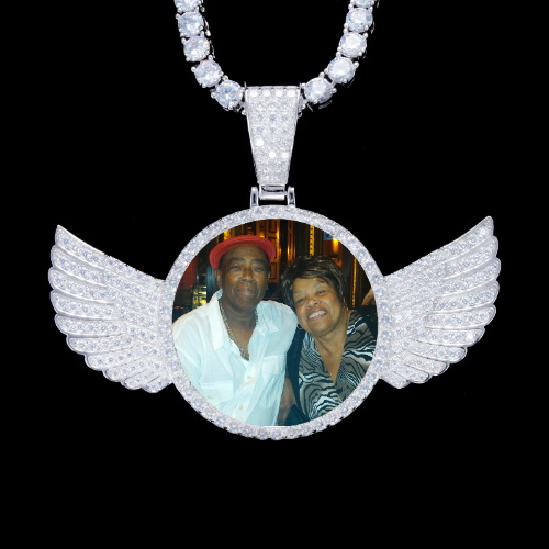 925S & VVS Moissanite 3D Wing Custom Picture Pendant