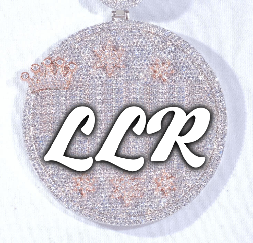 CUSTOM LETTER NECKLACE 3D BIG CROWN DISC