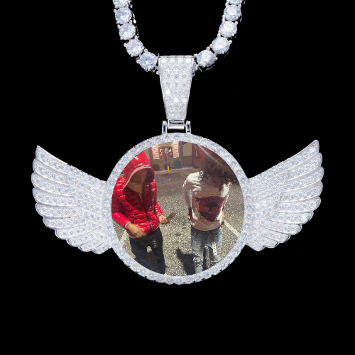 925S & VVS Moissanite 3D Wing Custom Picture Pendant