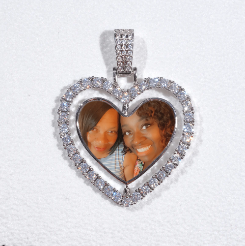 3D Spinning 2-Faced Heart Custom Picture Pendant