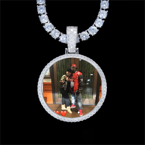 925S & VVS Moissanite 3D Circle Custom Picture Pendant