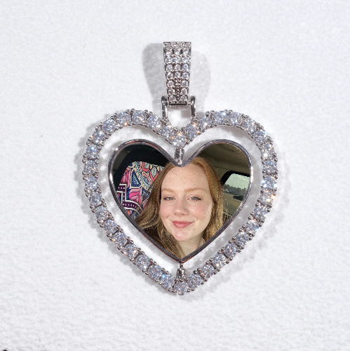 3D Spinning 2-Faced Heart Custom Picture Pendant