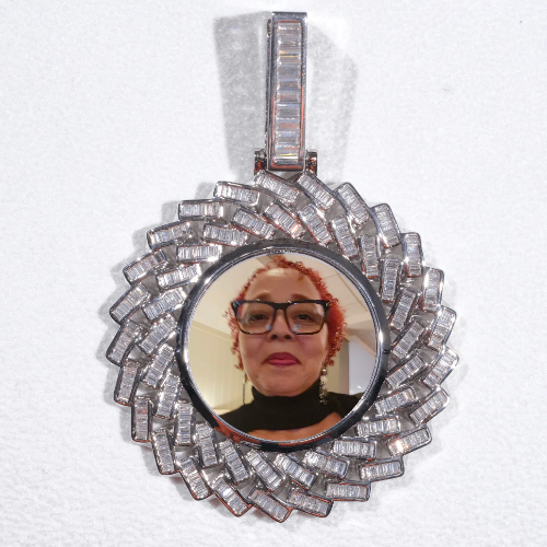 Large 3D Baguette Custom Picture Pendant
