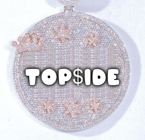 CUSTOM LETTER NECKLACE 3D BIG CROWN DISC