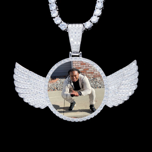 925S & VVS Moissanite 3D Wing Custom Picture Pendant