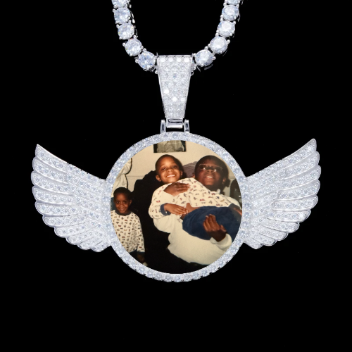925S & VVS Moissanite 3D Wing Custom Picture Pendant