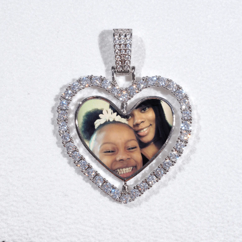 3D Spinning 2-Faced Heart Custom Picture Pendant