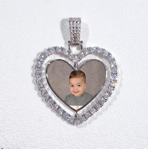 3D Spinning 2-Faced Heart Custom Picture Pendant