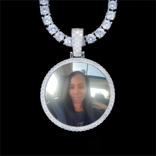 925S & VVS Moissanite 3D Circle Custom Picture Pendant
