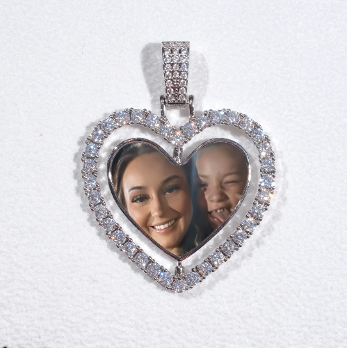 3D Spinning 2-Faced Heart Custom Picture Pendant