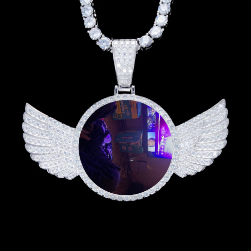 925S & VVS Moissanite 3D Wing Custom Picture Pendant