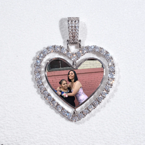 3D Spinning 2-Faced Heart Custom Picture Pendant