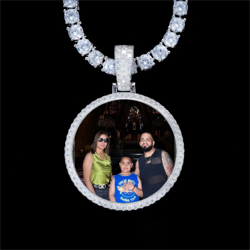 925S & VVS Moissanite 3D Circle Custom Picture Pendant