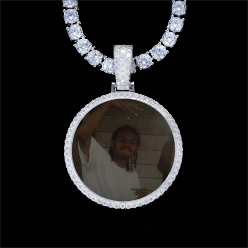 925S & VVS Moissanite 3D Circle Custom Picture Pendant