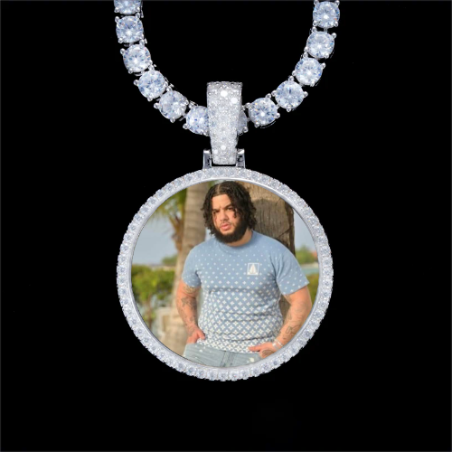 925S & VVS Moissanite 3D Circle Custom Picture Pendant