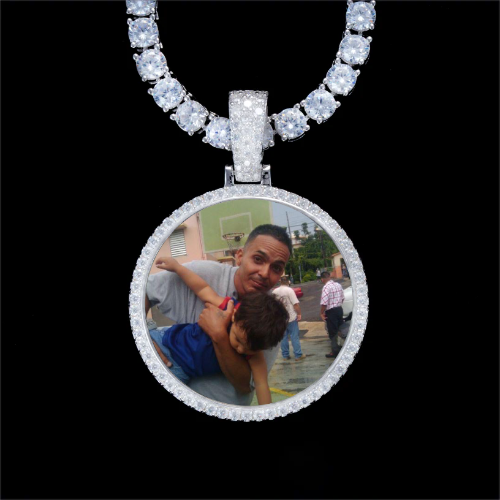 925S & VVS Moissanite 3D Circle Custom Picture Pendant