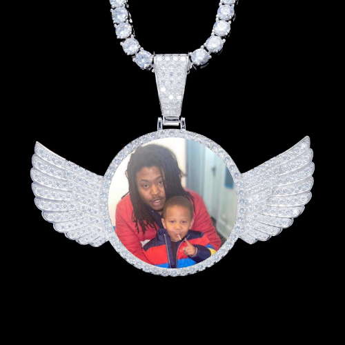 925S & VVS Moissanite 3D Wing Custom Picture Pendant