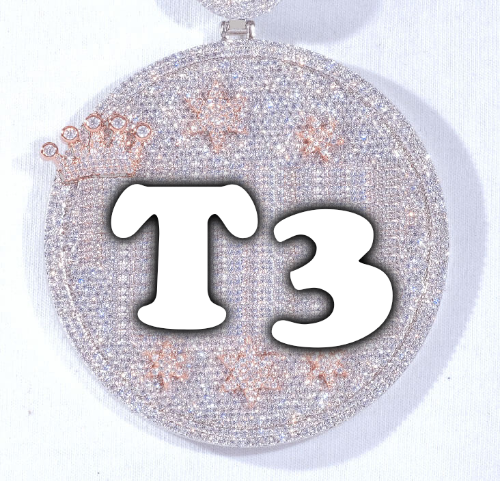 CUSTOM LETTER NECKLACE 3D BIG CROWN DISC