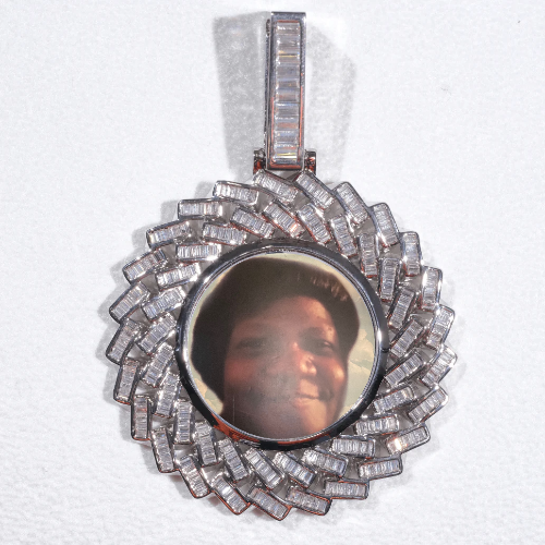 Large 3D Baguette Custom Picture Pendant