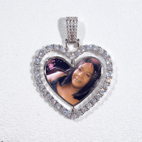 3D Spinning 2-Faced Heart Custom Picture Pendant