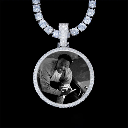 925S & VVS Moissanite 3D Circle Custom Picture Pendant