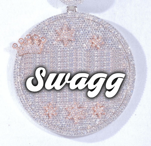 CUSTOM LETTER NECKLACE 3D BIG CROWN DISC