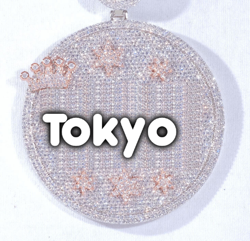 CUSTOM LETTER NECKLACE 3D BIG CROWN DISC