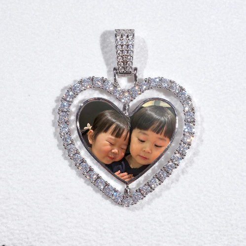 3D Spinning 2-Faced Heart Custom Picture Pendant