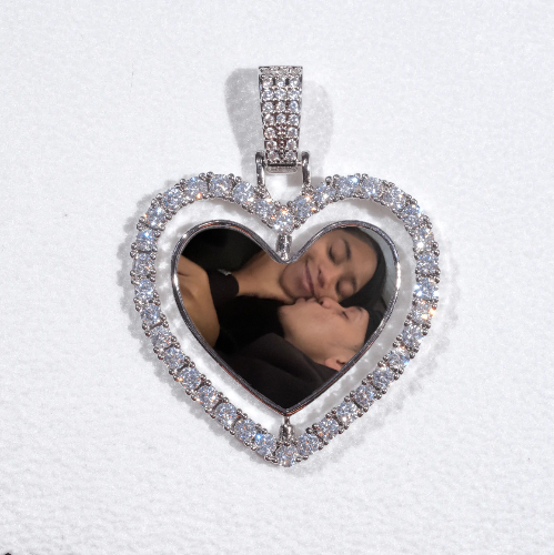 3D Spinning 2-Faced Heart Custom Picture Pendant