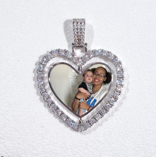 3D Spinning 2-Faced Heart Custom Picture Pendant