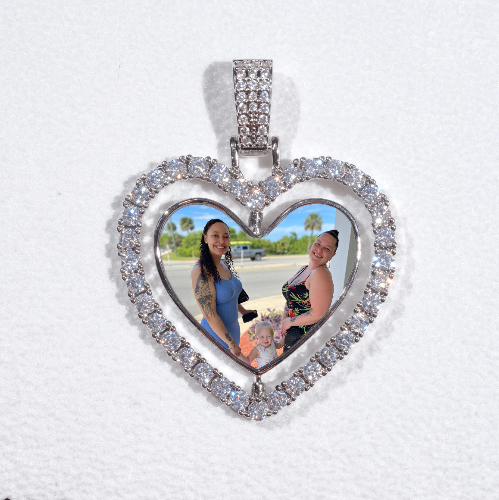 3D Spinning 2-Faced Heart Custom Picture Pendant