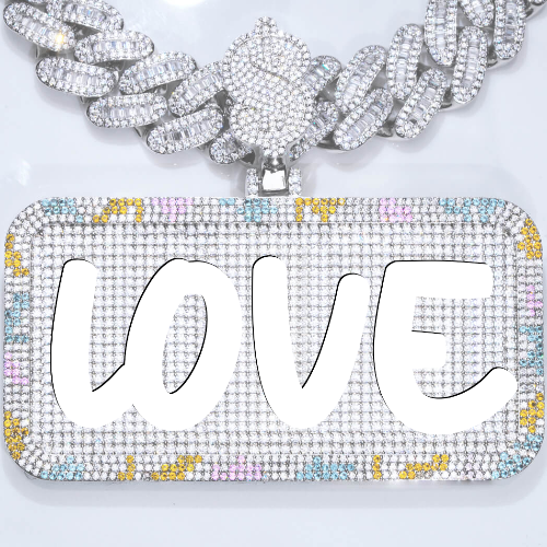 CUSTOM LETTER NECKLACE 3D COLORFUL SQUARE