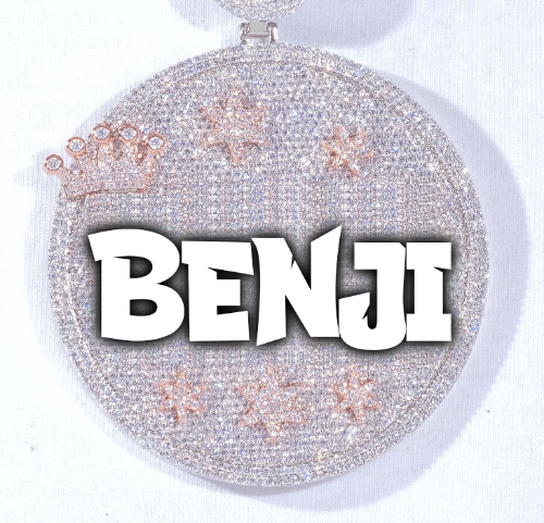 CUSTOM LETTER NECKLACE 3D BIG CROWN DISC