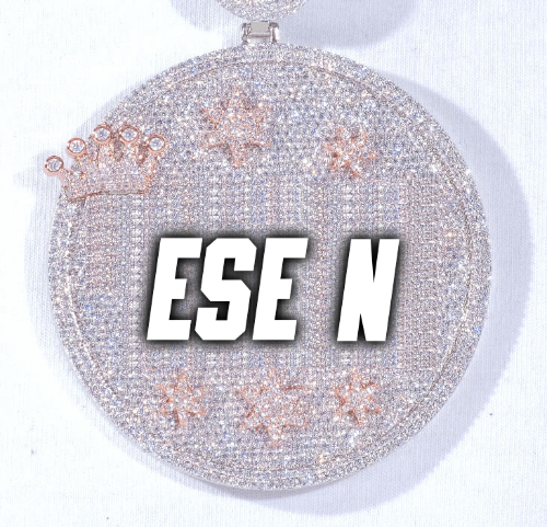 CUSTOM LETTER NECKLACE 3D BIG CROWN DISC