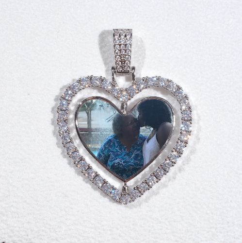 3D Spinning 2-Faced Heart Custom Picture Pendant