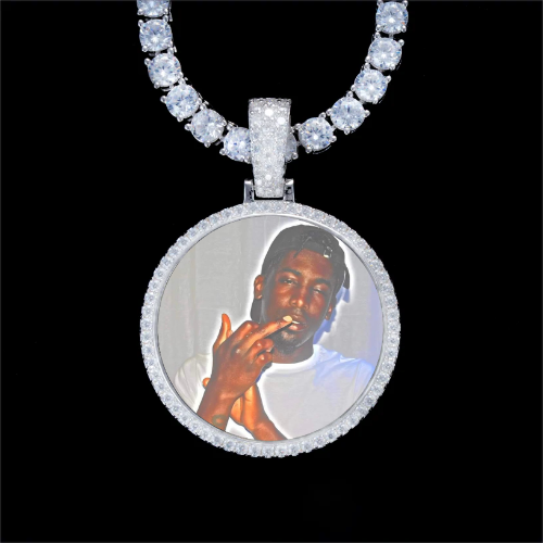 925S & VVS Moissanite 3D Circle Custom Picture Pendant