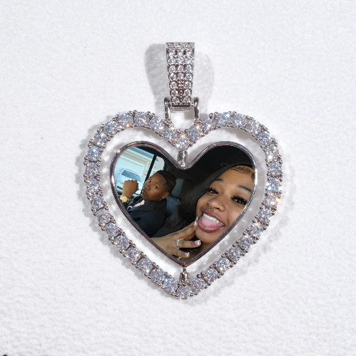 3D Spinning 2-Faced Heart Custom Picture Pendant