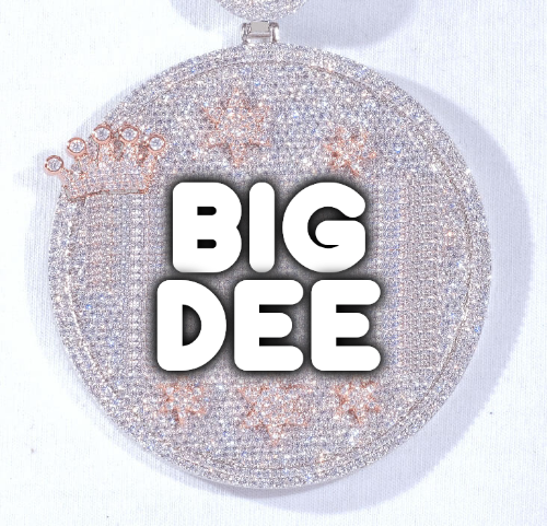 CUSTOM LETTER NECKLACE 3D BIG CROWN DISC
