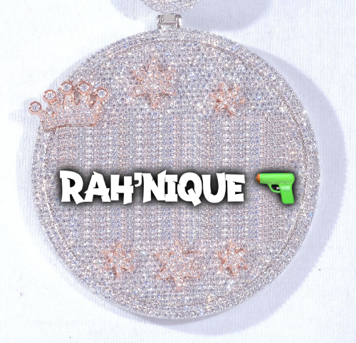 CUSTOM LETTER NECKLACE 3D BIG CROWN DISC